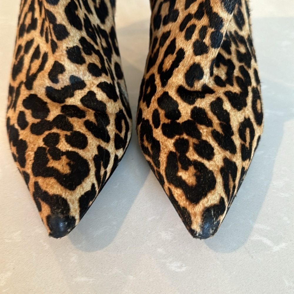 Sam Edelman Karen Leopard Calf Hair Stiletto Ankle Boots Size 8.5 - Picture 4 of 11